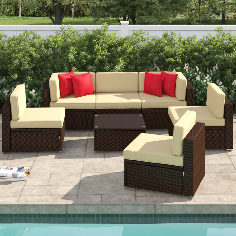 Sol 72 Outdoor™ Carmelo Wicker/Rattan 6 Person Seating Group with